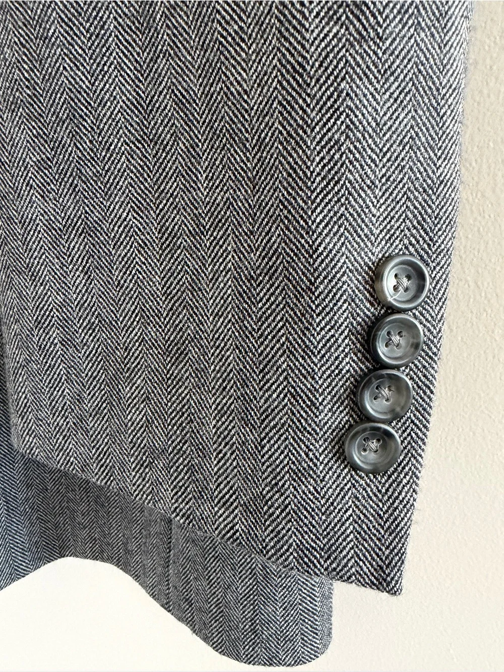 Joseph & Feiss Gold Blazer 46L Gray Herringbone Sport Coat 100% Lambswool